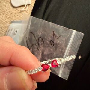Pandora Silver Bracelet with Red Heart Bow Accent NWOT